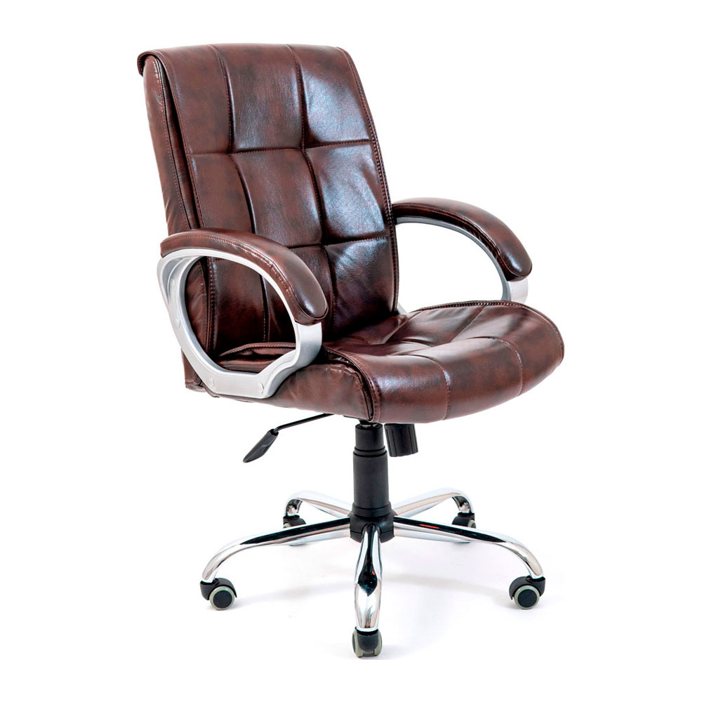 Крісло Аризона Ю – комплектація Хром – механізм M-1 (Tilt) – оббивка Титан ДК Браун